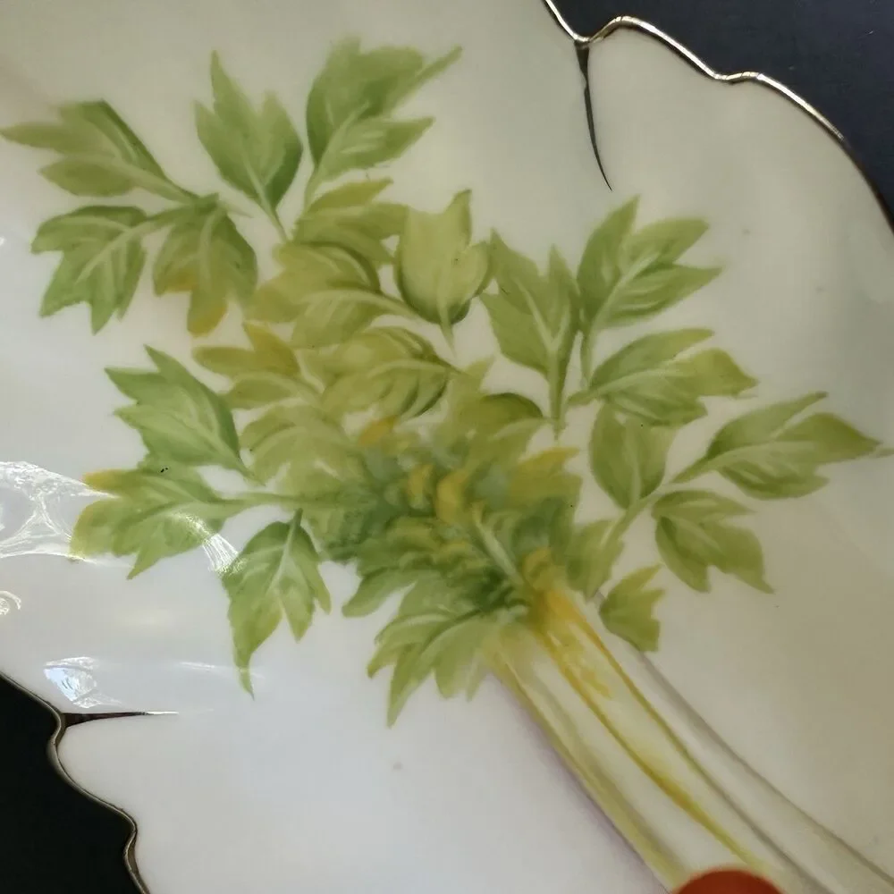 Noritake Hand Painted Japan Sandwich Serving Tray Leaf Porcelain Platter 12.5”